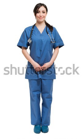 Healtcare worker with stethoscope isolated on white Stock photo © Minervastock