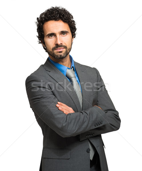 Foto stock: Bonito · gerente · isolado · branco · homem · empresário