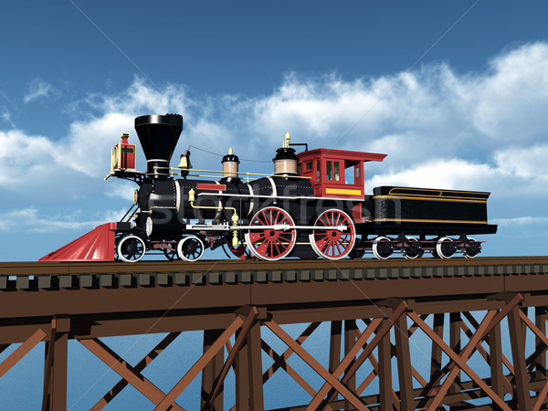 Alten Dampflokomotive Computer erzeugt 3D-Darstellung Stock foto © MIRO3D