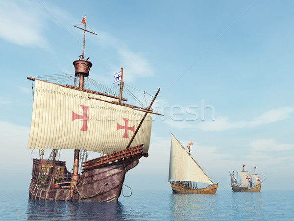 Santa Maria, Nina and Pinta of Christopher Columbus Stock photo © MIRO3D