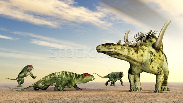 Doliosauriscus and Gigantspinosaurus Stock photo © MIRO3D