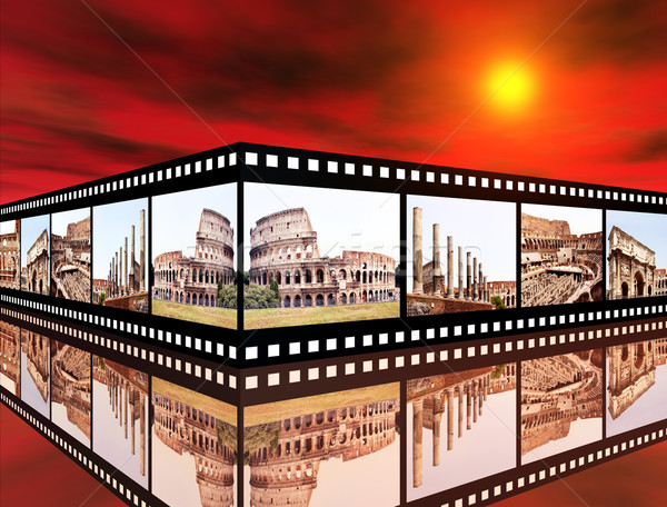 Rome computer gegenereerde 3d illustration filmstrip foto's Stockfoto © MIRO3D