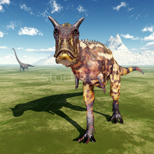 Carnotaurus and Mamenchisaurus Stock photo © MIRO3D