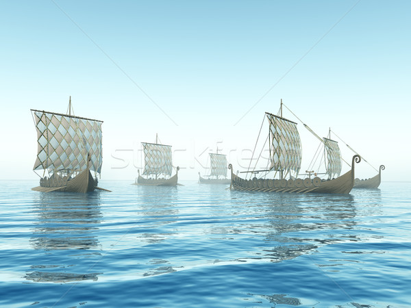 Viking schepen computer gegenereerde 3d illustration Stockfoto © MIRO3D