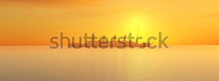 Oceaan computer gegenereerde 3d illustration zon zonsondergang Stockfoto © MIRO3D