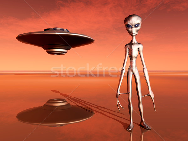 Spaceship and Alien in a Distant World Stock photo © MIRO3D