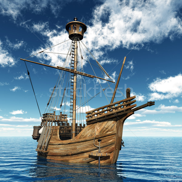 Navio computador gerado ilustração 3d nuvens mar Foto stock © MIRO3D