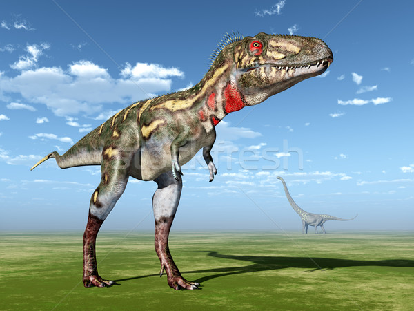 Nanotyrannus and Mamenchisaurus Stock photo © MIRO3D