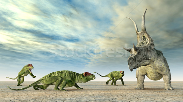 Doliosauriscus and Diabloceratops Stock photo © MIRO3D