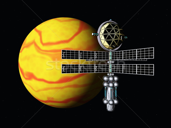 Yellow Planet and Space Probe Stock photo © MIRO3D