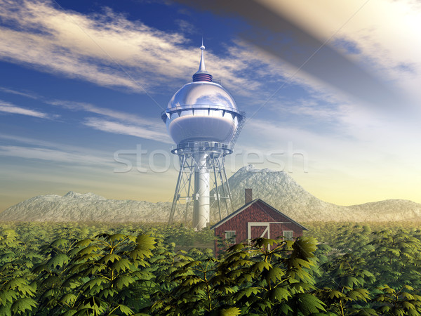 Water Tower and Farmhouse Stock photo © MIRO3D