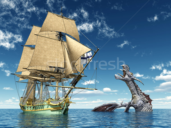 Stock photo: Encounter on the High Seas
