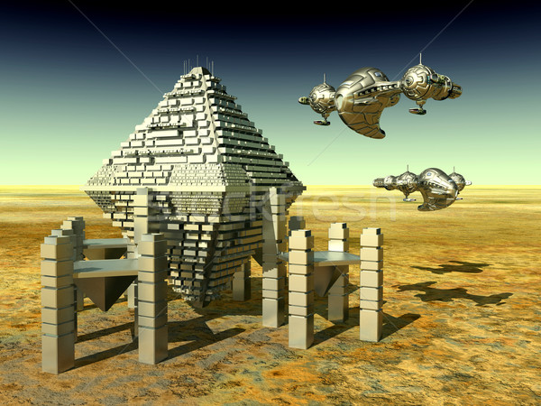 Space Station and Spaceships in a Distant World Stock photo © MIRO3D