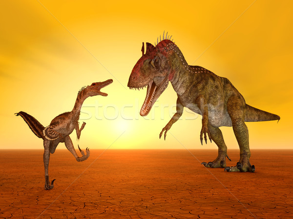 Velociraptor and Cryolophosaurus Stock photo © MIRO3D