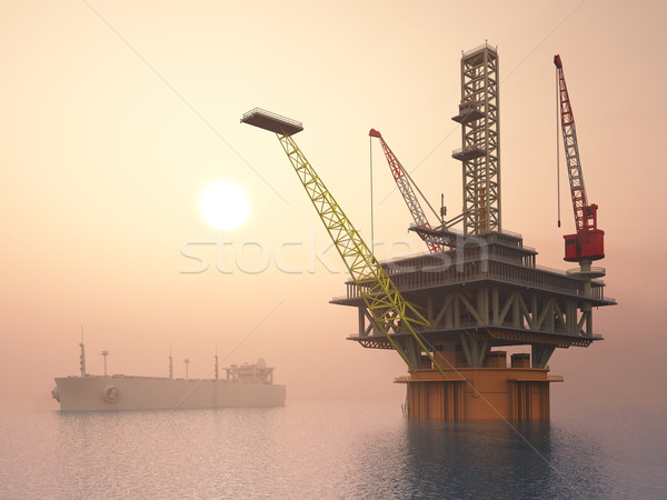 Supertanker and Oil Platform Stock photo © MIRO3D