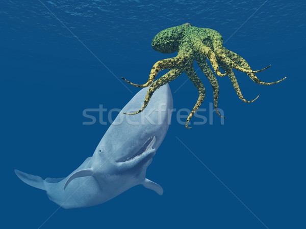 Sperma walvis octopus computer gegenereerde 3d illustration Stockfoto © MIRO3D
