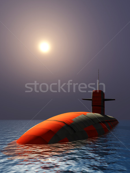 Foto stock: Submarino · computador · gerado · ilustração · 3d · mar · lua