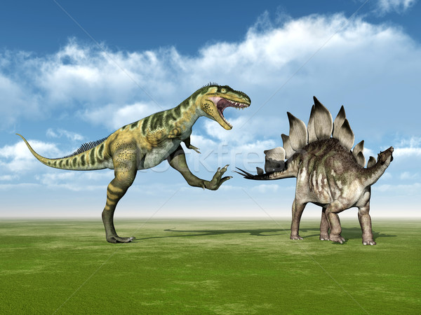 Bistahieversor attacks Stegosaurus Stock photo © MIRO3D