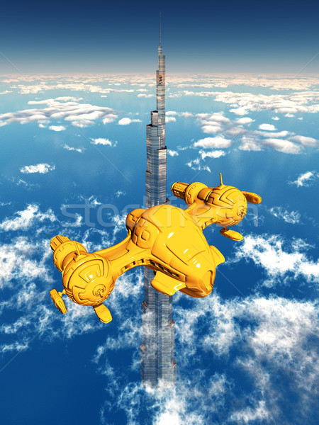świat przyszłości komputera wygenerowany 3d ilustracji wieżowiec Zdjęcia stock © MIRO3D
