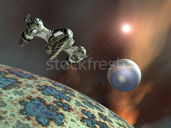 Fremden Planeten Raumschiff Computer erzeugt 3D-Darstellung Stock foto © MIRO3D