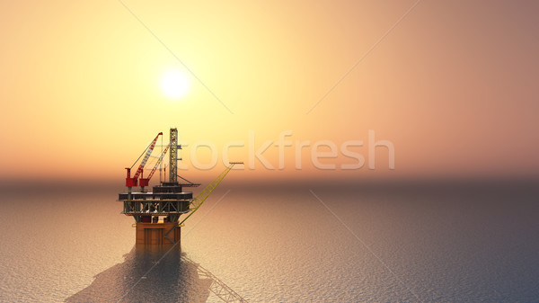 Olie computer gegenereerde 3d illustration zonsondergang Stockfoto © MIRO3D