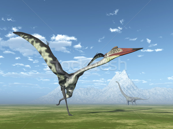 Quetzalcoatlus and Mamenchisaurus Stock photo © MIRO3D