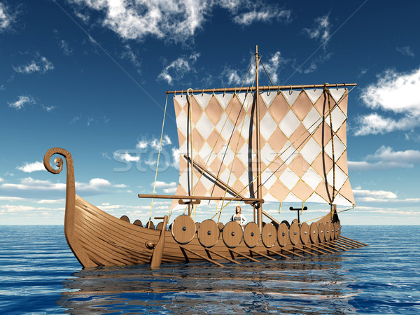 Viking navire ordinateur généré 3d illustration eau [[stock_photo]] © MIRO3D