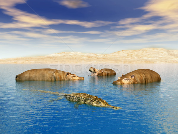 Crocodilo computador gerado ilustração 3d lago perigo Foto stock © MIRO3D