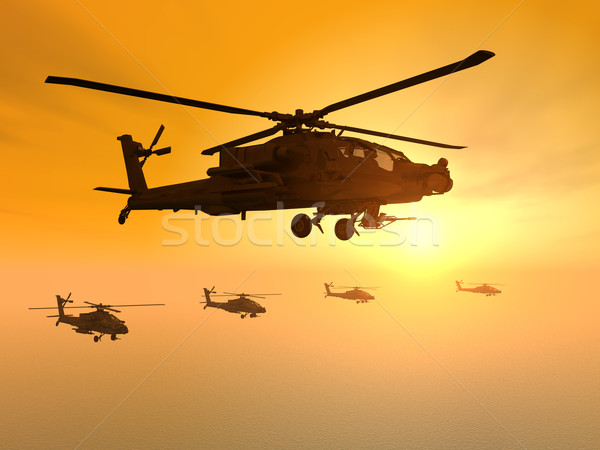 Computer gegenereerde 3d illustration zonsondergang zee militaire Stockfoto © MIRO3D