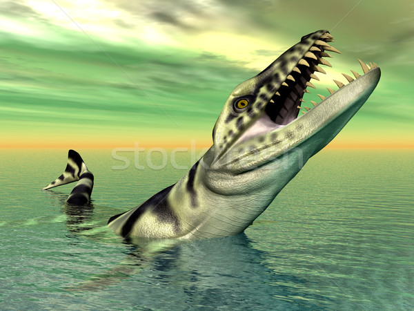 Foto stock: Computador · gerado · ilustração · 3d · crocodilo · natureza · mar
