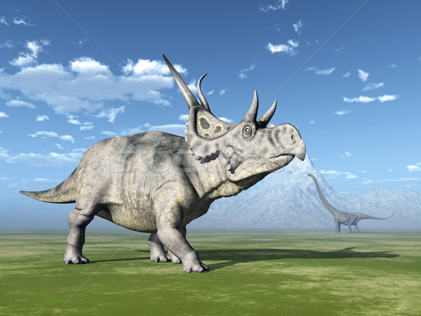 Diabloceratops and Mamenchisaurus Stock photo © MIRO3D
