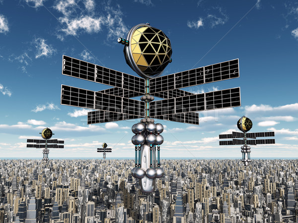 Space Probes over a Megacity Stock photo © MIRO3D