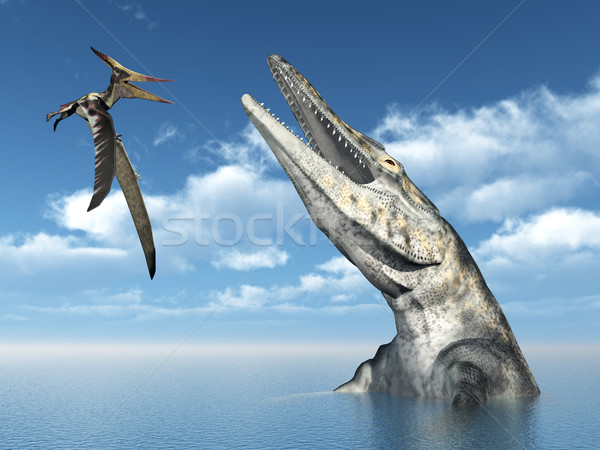 Pteranodon and Tylosaurus Stock photo © MIRO3D