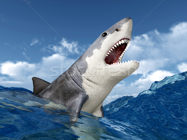 Muhteşem beyaz köpekbalığı bilgisayar oluşturulan 3d illustration Stok fotoğraf © MIRO3D