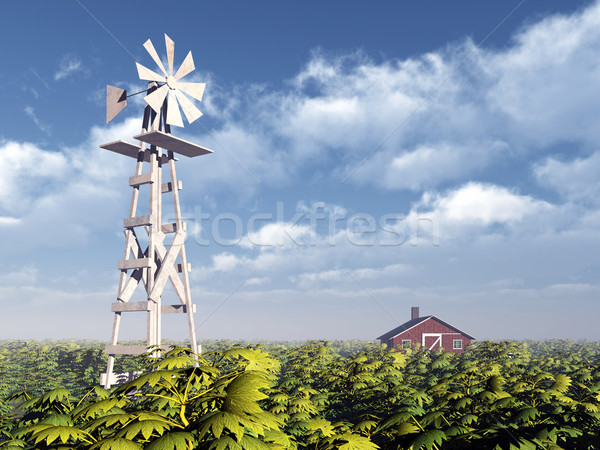 Occidentale mulino a vento computer generato illustrazione 3d Foto d'archivio © MIRO3D