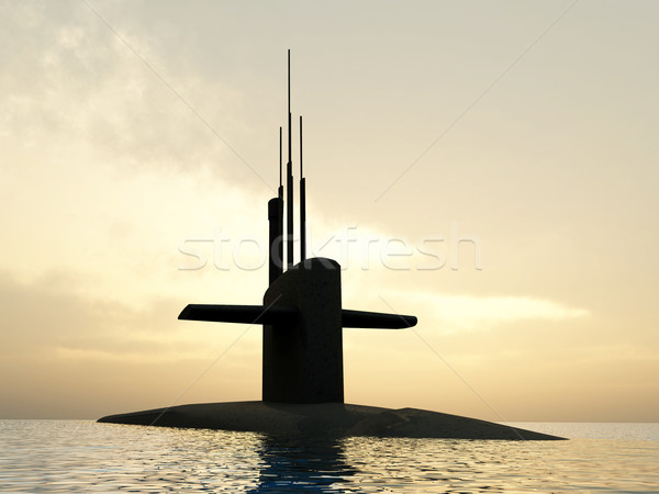 подводная лодка компьютер генерируется 3d иллюстрации облака солнце Сток-фото © MIRO3D