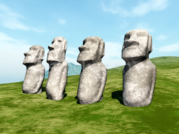 Computer erzeugt 3D-Darstellung Wolken blauer Himmel Skulptur Stock foto © MIRO3D