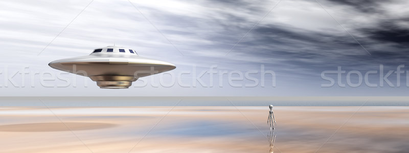 Spaceship and Alien in a Distant World Stock photo © MIRO3D