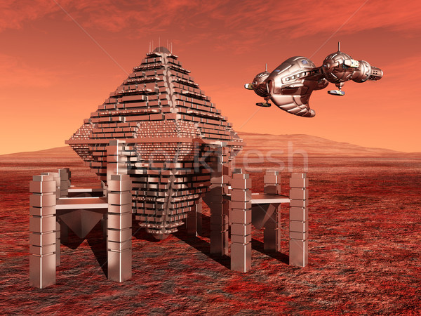 Mars with Space Station and Spacecraft Stock photo © MIRO3D
