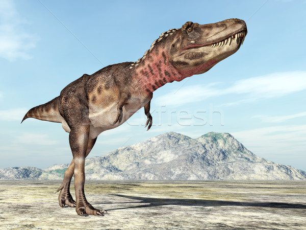 Foto stock: Dinossauro · computador · gerado · ilustração · 3d · nuvens · montanha