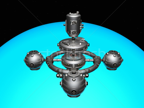 Spaţiu statie calculator generata ilustrare 3d indepartat Imagine de stoc © MIRO3D