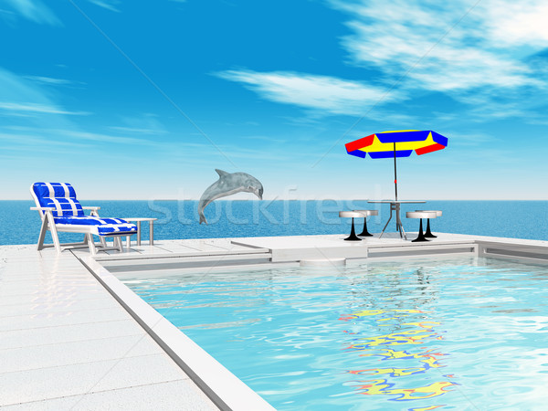 Zwembad computer gegenereerde 3d illustration springen dolfijn Stockfoto © MIRO3D