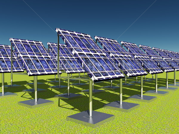 Güneş enerjisi bitki bilgisayar oluşturulan 3d illustration güneş Stok fotoğraf © MIRO3D