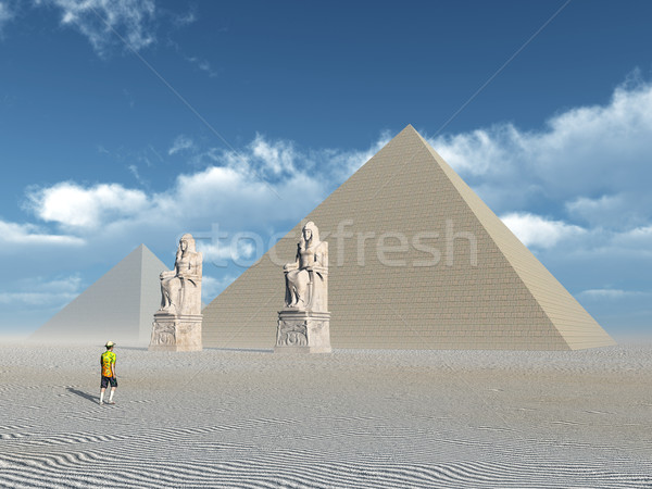 Egipcjanin piramidy komputera wygenerowany 3d ilustracji architektury Zdjęcia stock © MIRO3D