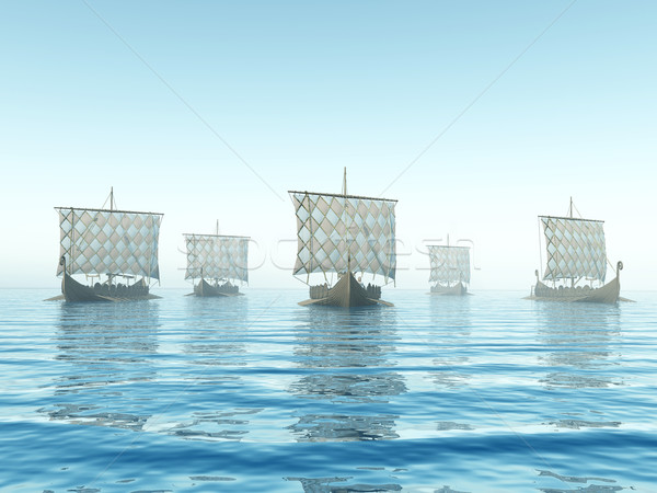 Сток-фото: викинг · суда · компьютер · генерируется · 3d · иллюстрации · воды