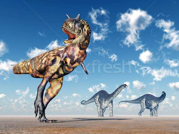 Carnotaurus and Apatosaurus Stock photo © MIRO3D