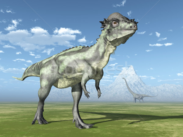 Pachycephalosaurus and Mamenchisaurus Stock photo © MIRO3D