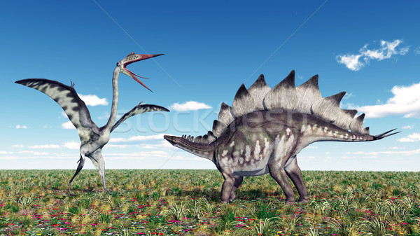 Quetzalcoatlus and Stegosaurus Stock photo © MIRO3D