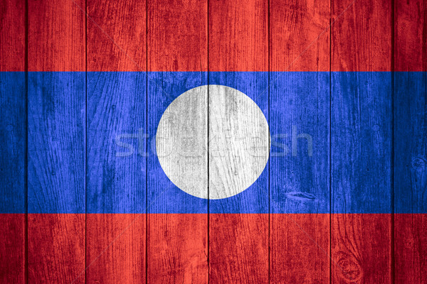 Zászló Laosz fehér piros kék szalag Stock fotó © MiroNovak