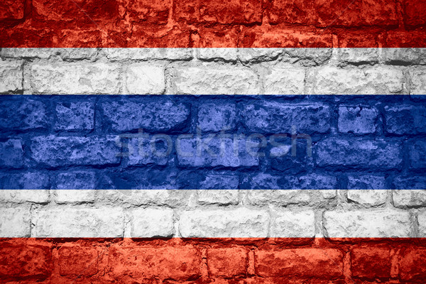 Banderą Tajlandia tajska banner cegły Zdjęcia stock © MiroNovak
